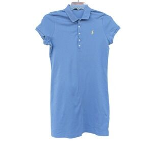 Ralph Lauren Womens Blue Short Sleeve Dress Size Large L Golf Preppy Classic